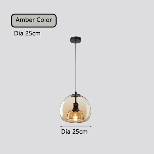 lampe verre table industrielle suspendue fumée gris ambre led e27 suspension - vue 9 sur 10