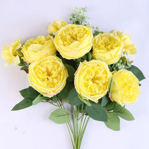 bouquet de roses artificielles en soie pour décoration intérieure - vue 2 sur 16