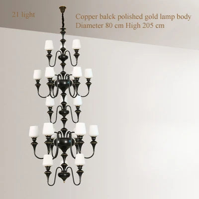 lustre à led en cuivre noir pour décoration d'hôtel élégant - vue 9 sur 22
