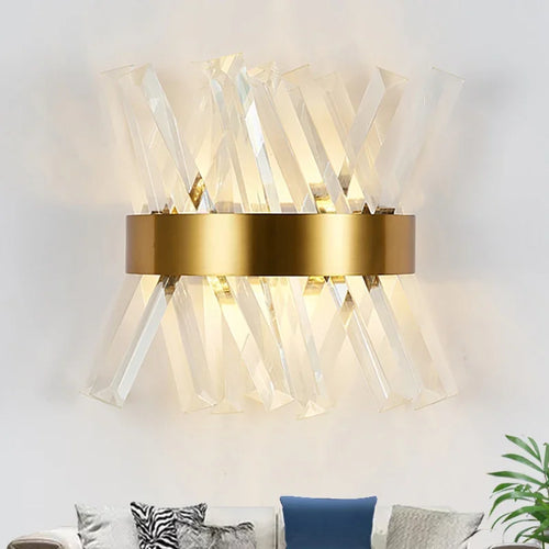 applique murale en cristal doré pour intérieur moderne - vue 4 sur 6