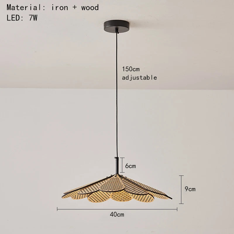 suspension en bois coréen forme de pétale pour intérieur élégant - vue 8 sur 8