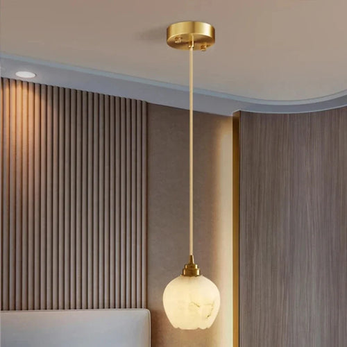 lustre moderne en marbre forme citrouille décoration intérieure créative - vue 4 sur 7