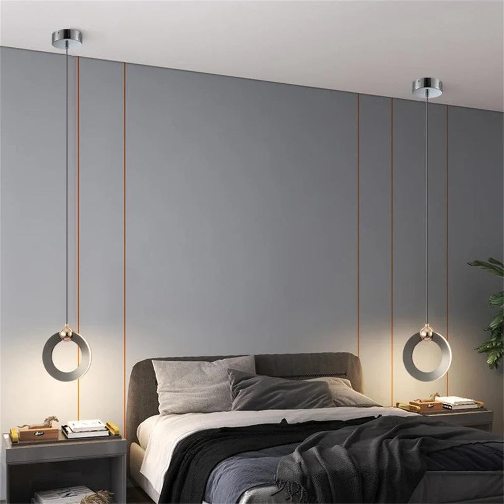Lamp Modern LED Pendant Light Fixtures, Ring Pendant Lighting For Bedroom Bathroom Living Room, Small Hanging Pendant Light - vue 6 sur 10