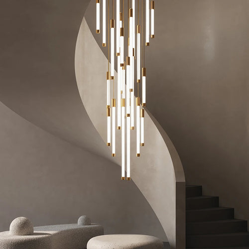 Modern luxury staircase LED pendant lights, duplex living room and attic lighting, restaurant decoration, hanging pendant lights - vue 2 sur 15
