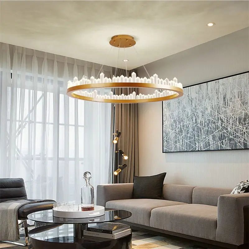 2024 Modern LED Pendant Lamp for Dining  Bedroom Study room Round Crystal Colorful Home product Decoration Fixtures Light