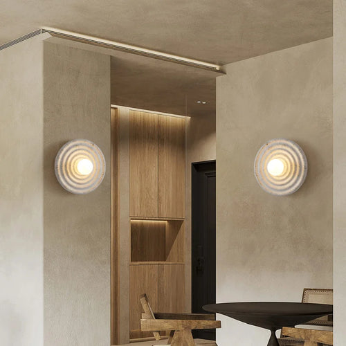 applique murale led wabi-sabi ronde décoration style japonais rétro - vue 4 sur 8