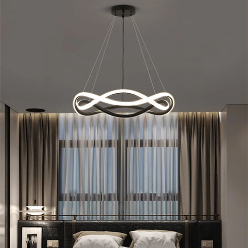 lustre à anneau géométrique led design simple créatif en aluminium - vue 2 sur 12