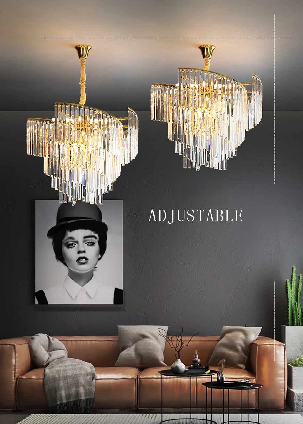 lustre en cristal design dimmable pour une ambiance élégante - vue 4 sur 11