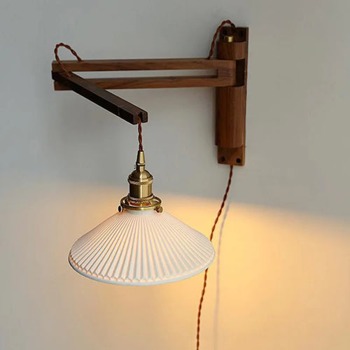 applique murale led rétro japonaise télescopique en laiton et verre - vue 4 sur 15