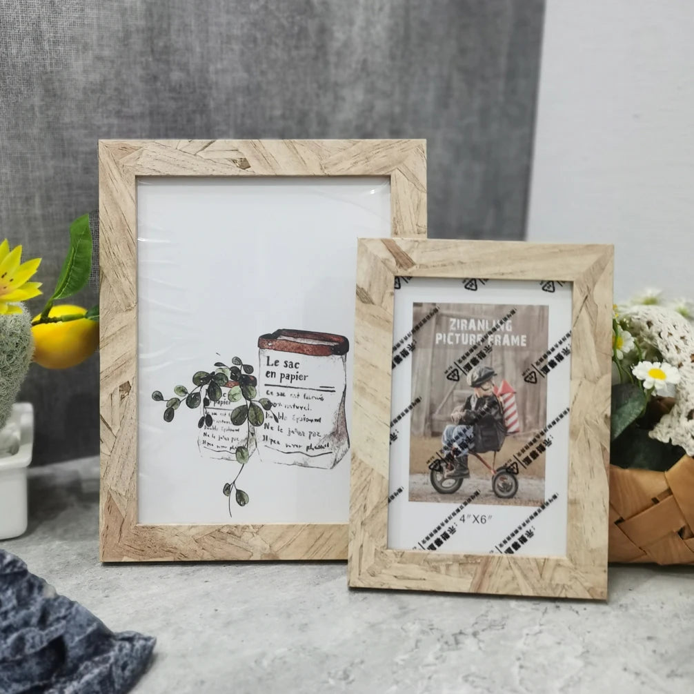 cadre photo rétro en bois pour décoration de bureau - vue 3 sur 10