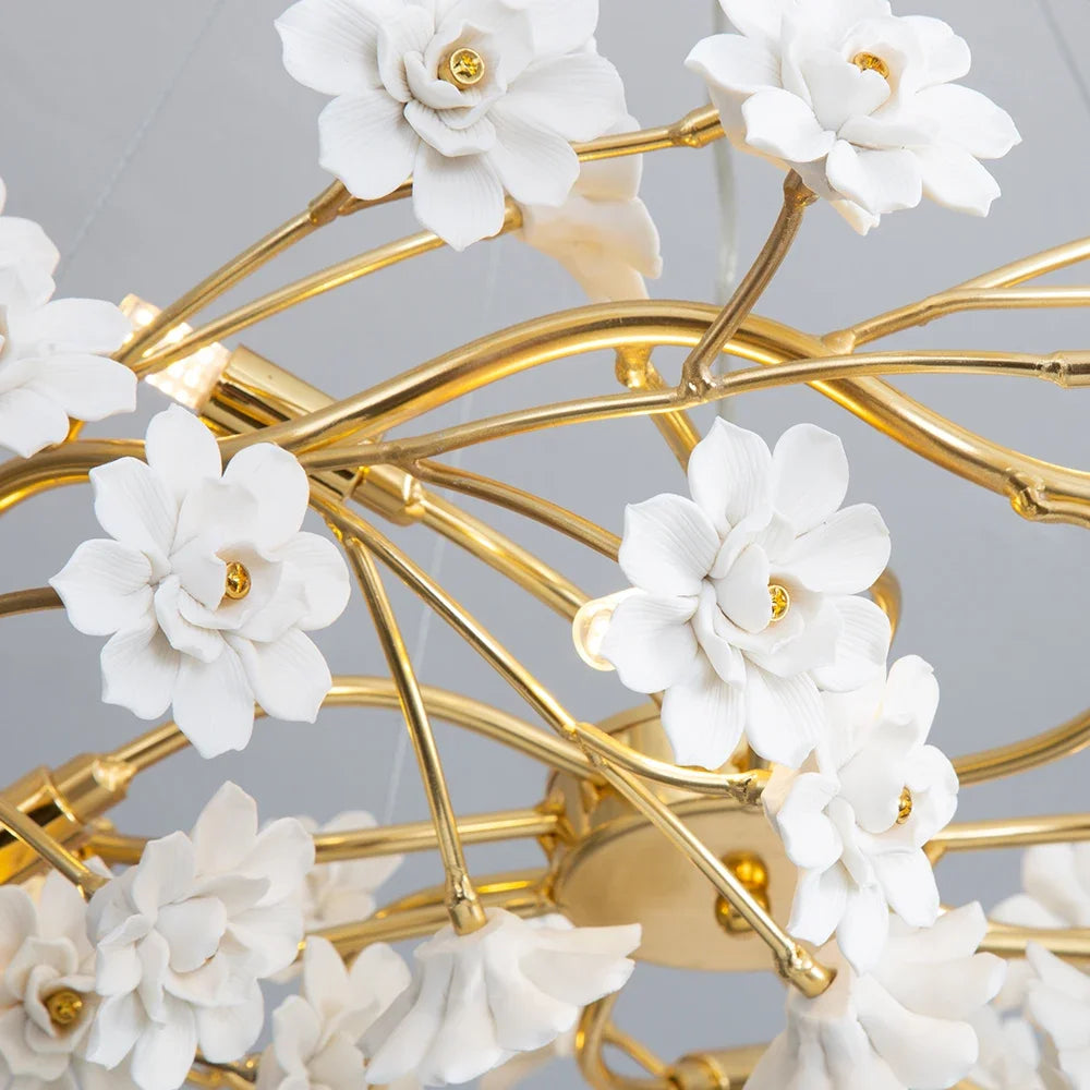 lustre en céramique à fleurs françaises pour décoration romantique - vue 6 sur 8