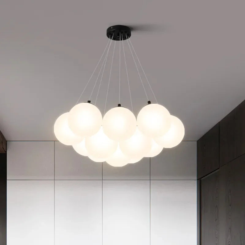 lustre moderne en verre avec led pour décoration intérieure - vue 3 sur 8
