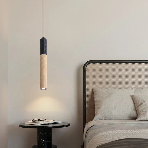 suspension vintage en pierre naturelle avec abat-jour cloche - vue 6 sur 6