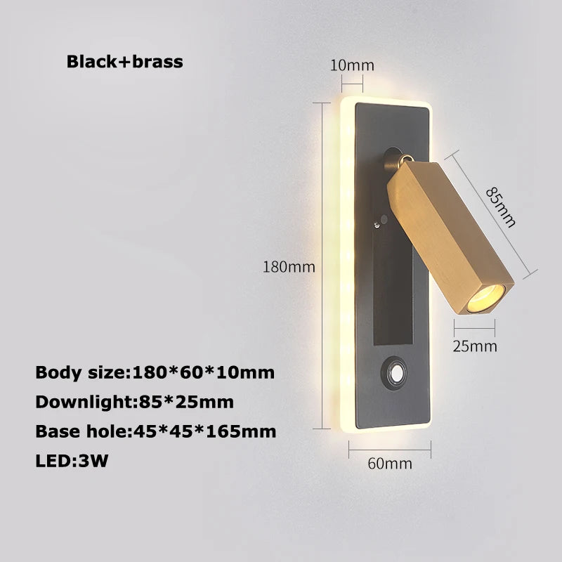 applique murale led rotative en laiton avec interrupteur usb - vue 17 sur 23