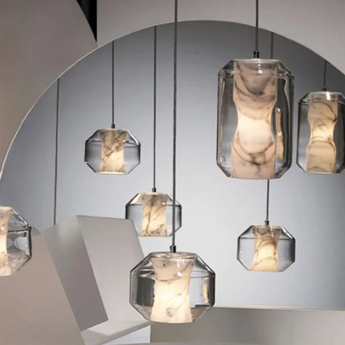 lustre en verre naturel design nordique pour décoration intérieure - vue 3 sur 8