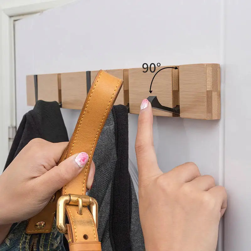 porte-clés mural en bambou avec crochets décoratifs pour organiser - vue 2 sur 12