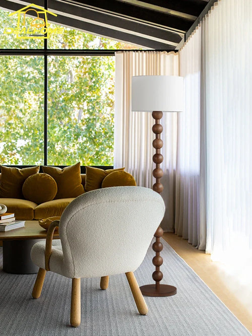 lampadaire japonais wabi-sabi en bois pour décoration intérieure - vue 3 sur 10