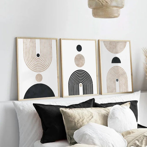 encadré abstrait géométrique rond pour décoration murale moderne - vue 4 sur 9