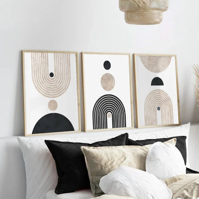 encadré abstrait géométrique rond pour décoration murale moderne - vue 4 sur 9