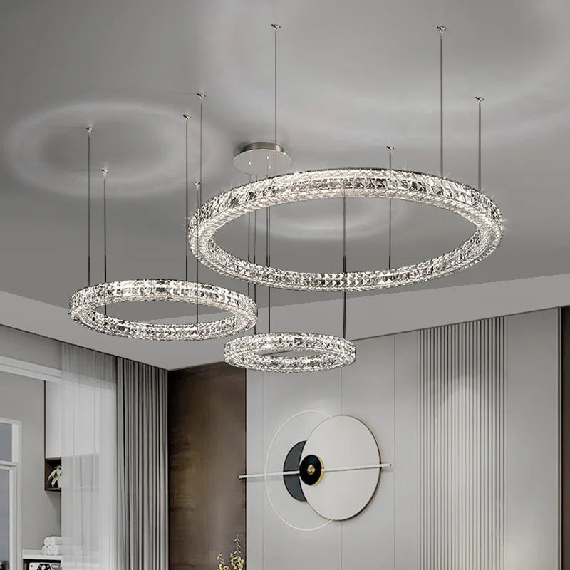 lustre en cristal design simple décoratif de luxe nouvelle collection - vue 5 sur 14