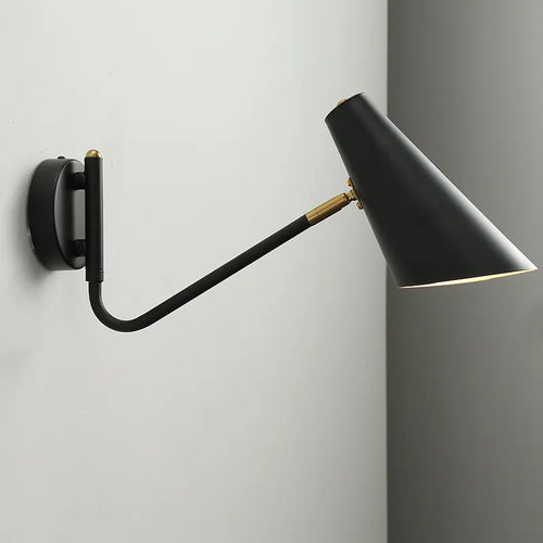 Applique murale rétro réglable interrupteur noir or led e27 - vue 2 sur 10