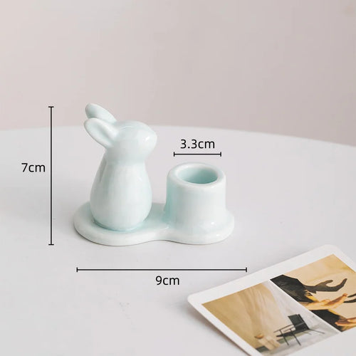 bougeoirs en céramique lapin décoratifs pour la maison - vue 11 sur 11