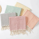 Serviette de plage turque rayures pompons coton spa