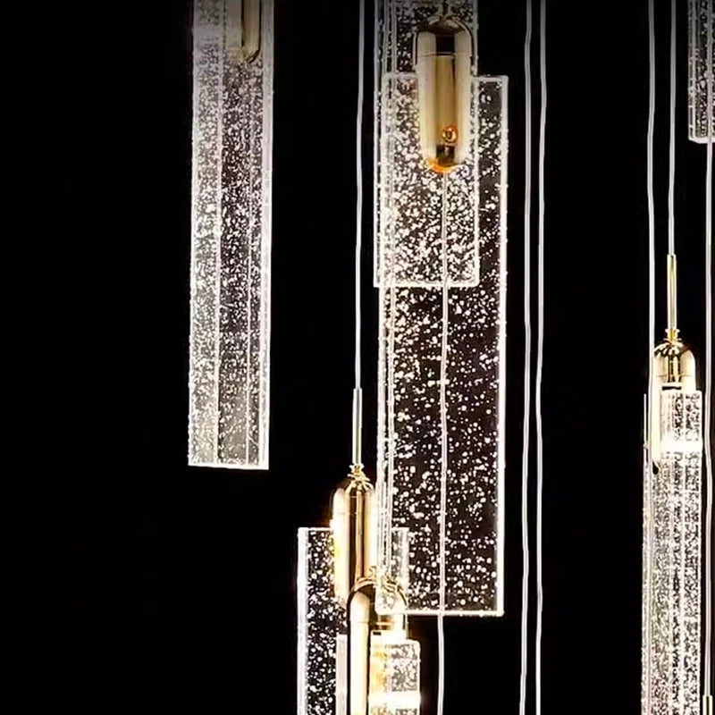 Lustre design Nordique à suspensions dorées tombantes - vue 6 sur 9