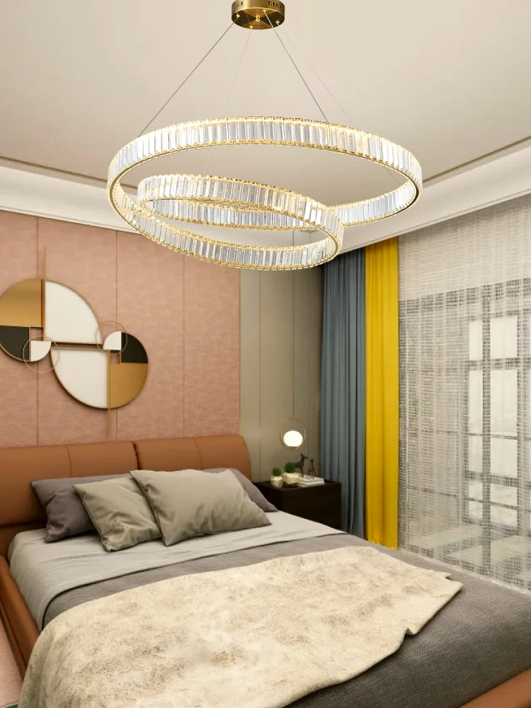 suspension led moderne en cristal design élégant et réglable - vue 5 sur 9