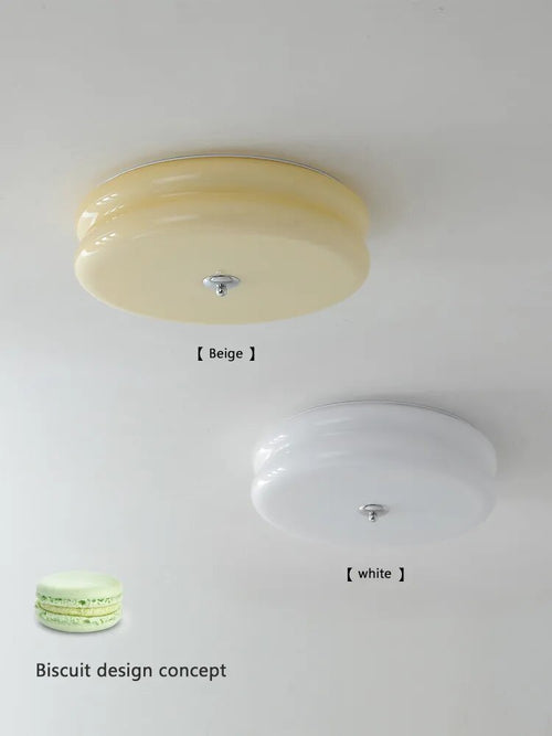 Plafonnier rétro français en verre crème pour chambre à coucher - vue 4 sur 9