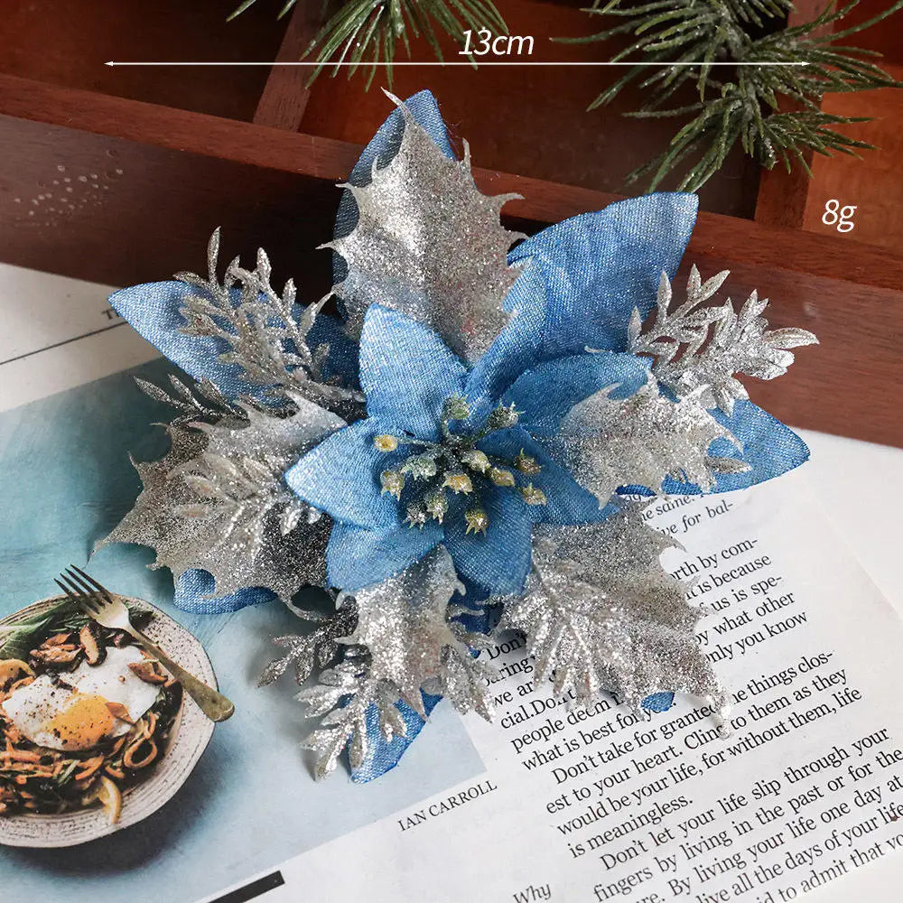 décoration suspendue fleur pailletée pour arbre de noël - vue 30 sur 34