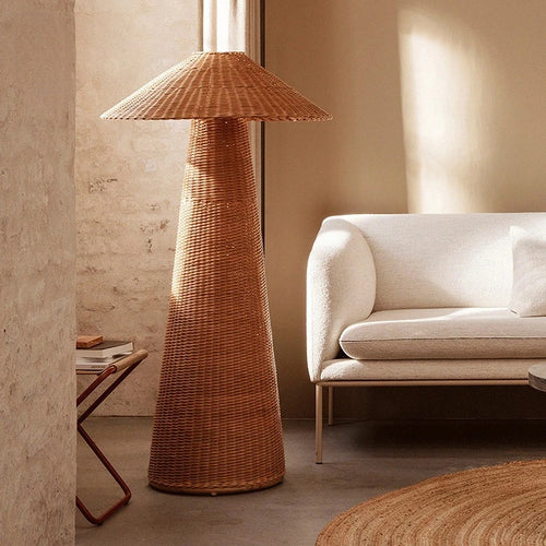 lampe suspendue en rotin design rétro japonais zen artistique - vue 5 sur 10