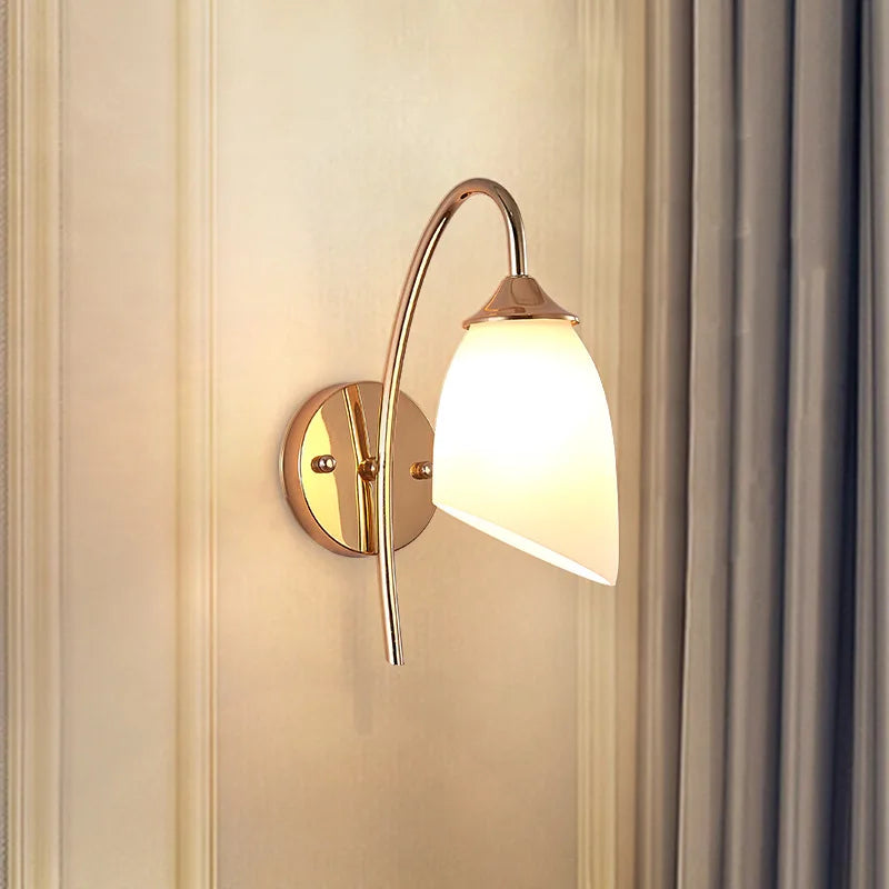 lampe de chevet américaine antique en verre et fer led pour hôtel - vue 3 sur 9
