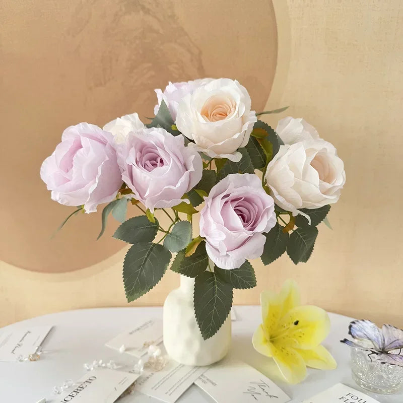 bouquet de roses artificielles en soie pour mariée décoration élégante - vue 3 sur 16