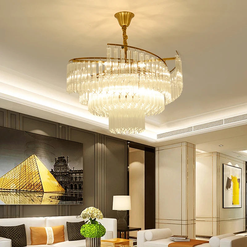 lustre cristal luxueux led intérieur maison - vue 2 sur 13