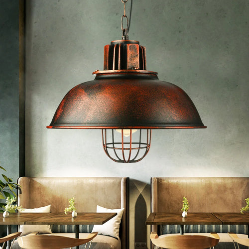 suspension rétro en fer abat-jour vintage café design industriel - vue 6 sur 7