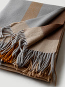 plaid laine jacquard franges motif raye salon voyage
