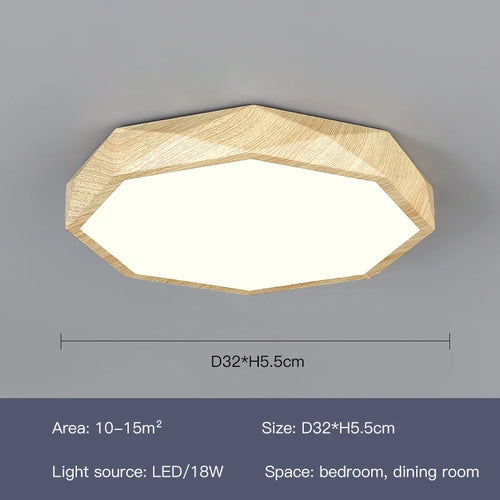 plafonnier led moderne en bois et métal design géométrique - vue 15 sur 14