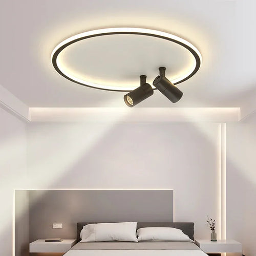 plafonnier moderne à leds avec projecteur lustre luminaire - vue 2 sur 12