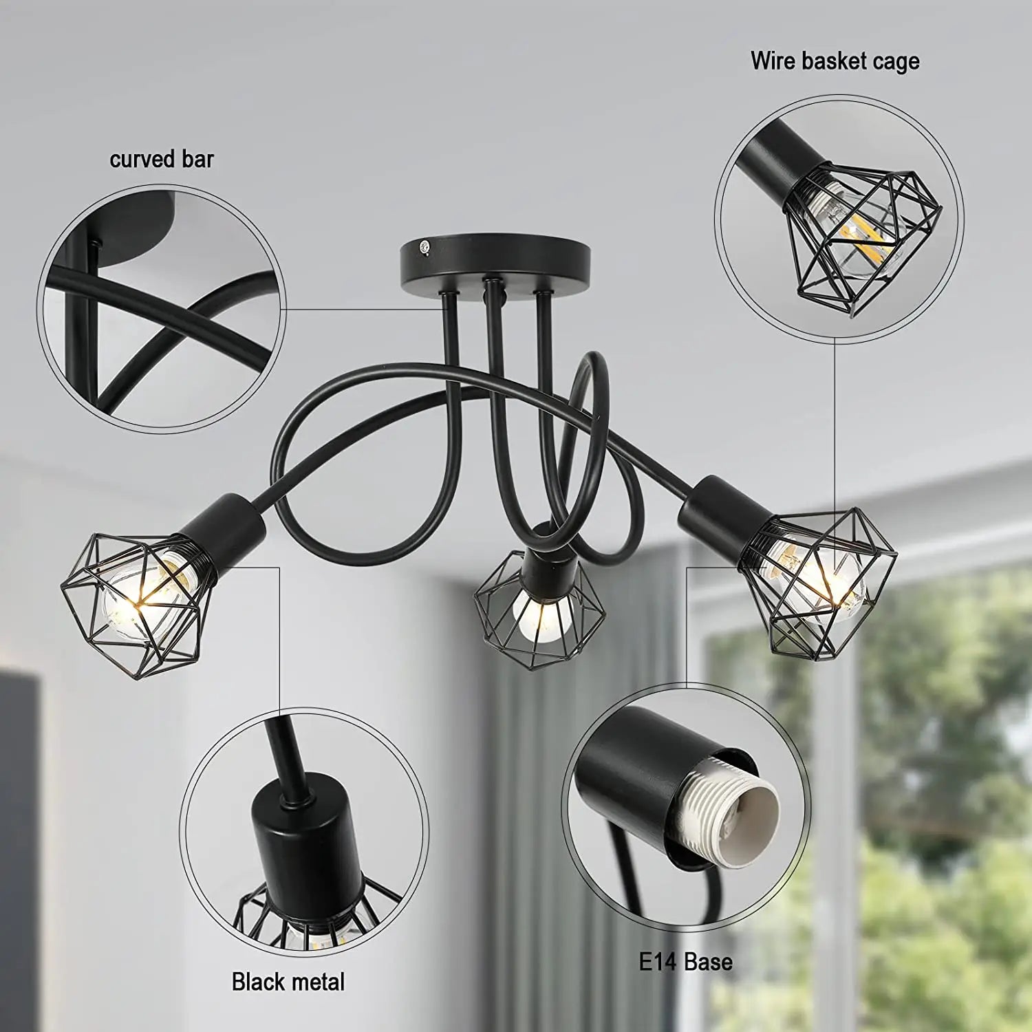 Lampe araignée moderne maison éclairage toit chambre salon expédition - vue 4 sur 8