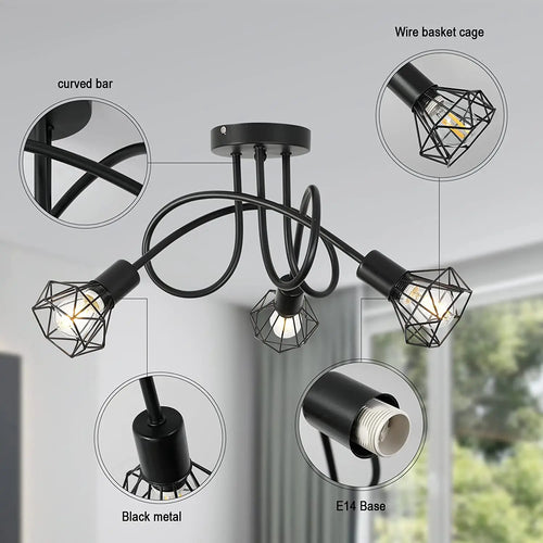 Lampe araignée moderne maison éclairage toit chambre salon expédition - vue 5 sur 8