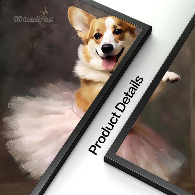 portraits de ballerine de chien art abstrait mural kawaii - vue 6 sur 26