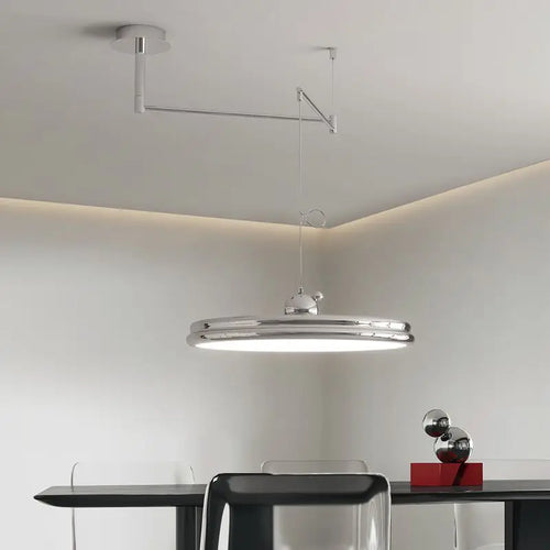lustre design chromé bras oscillants longs rotatif 360° - vue 4 sur 10