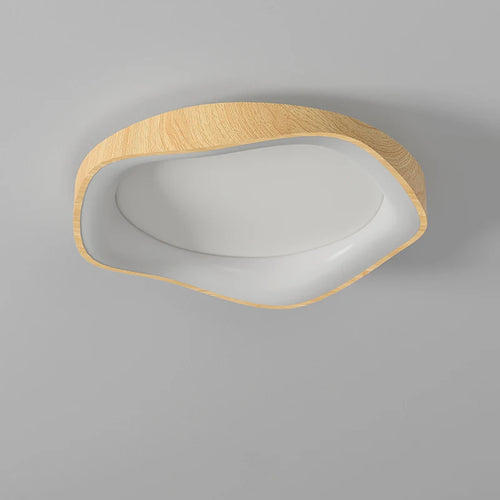 lampe led circulaire simple grain de bois éclairage intérieur moderne - vue 3 sur 8
