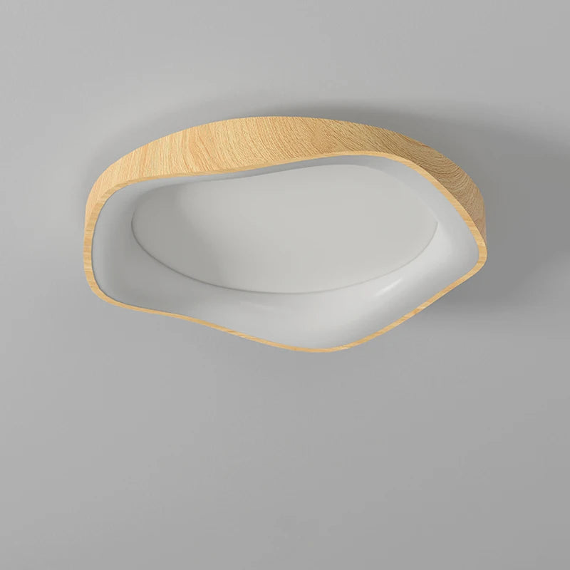 lampe led circulaire simple grain de bois éclairage intérieur moderne - vue 3 sur 8