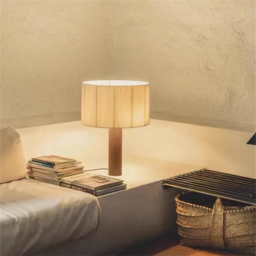 lampe à poser en bois massif style wabi sabi minimaliste - vue 2 sur 9