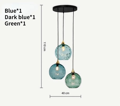 Lustre boule de verre coloré nordique lampes suspendues moderne Grain d'eau Restaurant cuisine luminaire suspendu chambre lampe de chevet - vue 23 sur 29