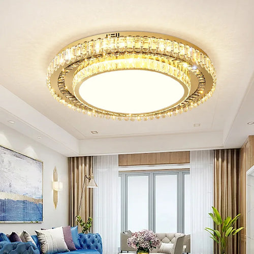 lustre de luxe rond en verre de cristal led moderne - vue 2 sur 11
