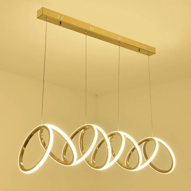 Anneau de luxe moderne suspension LED lumières pour salle à manger cuisine éclairage Lustre décor Lustre barre intérieure suspendus luminaires - vue 6 sur 9