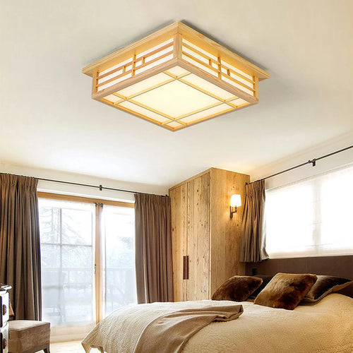 Plafonnier Lampe LED Bois Massif Japonais Tatami Lumière Salon Lumière Chambre Balcon - vue 4 sur 6